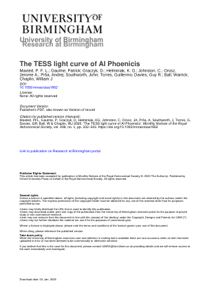 伯明翰大学 AI Phoenicis 的 TESS 光变曲线